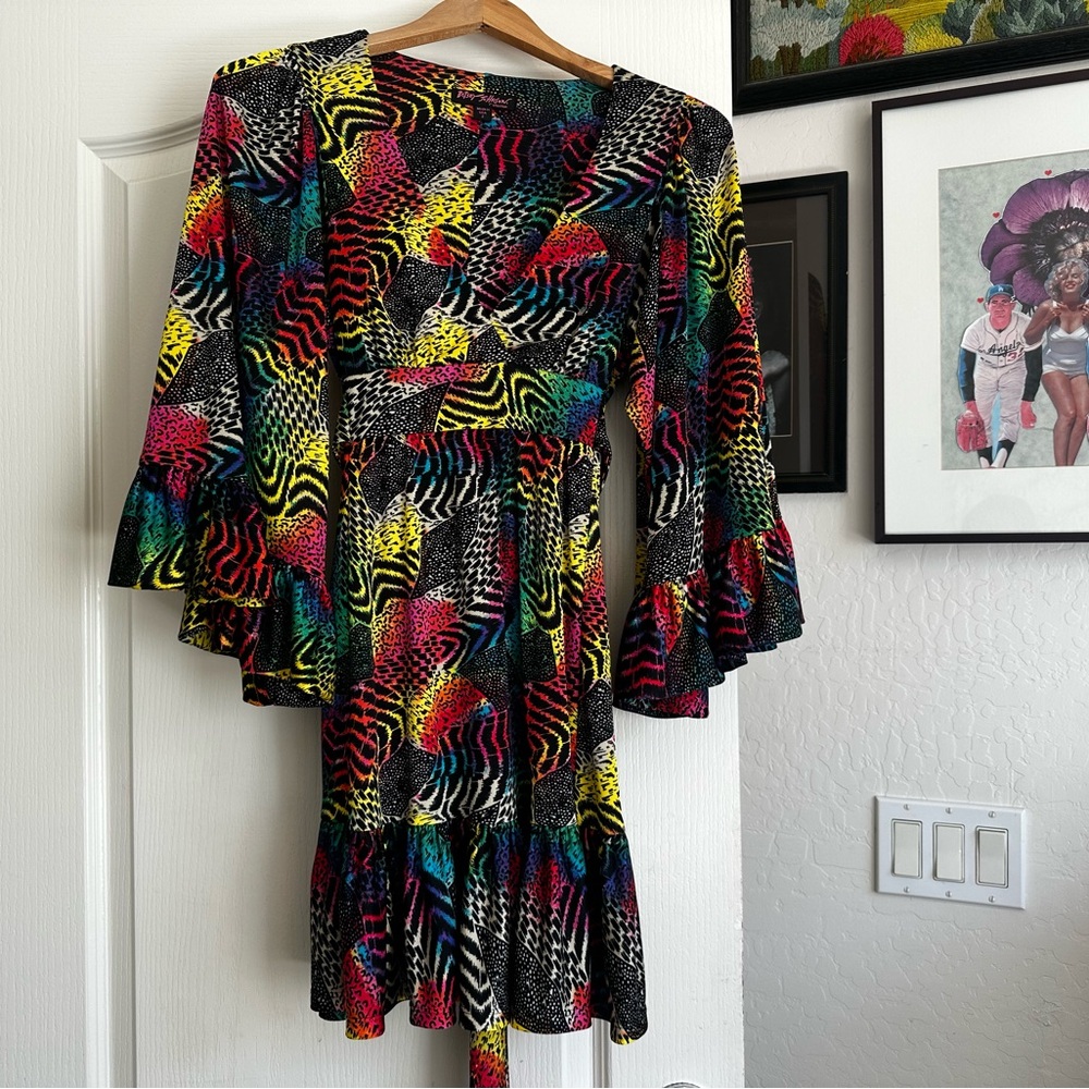 Vintage Betsy Johnson Collection Bambi Boho Bell Sleeve Dress. Size: 2 🩷
